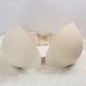 Evelyn Bobbie Everyday Bustier Bra Convertible Front Clasp Beige Sz 08.08.078